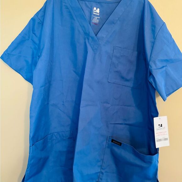 Royal Blue V-Neck Short Sleeve Medical Shirt - Picture 1 of 8